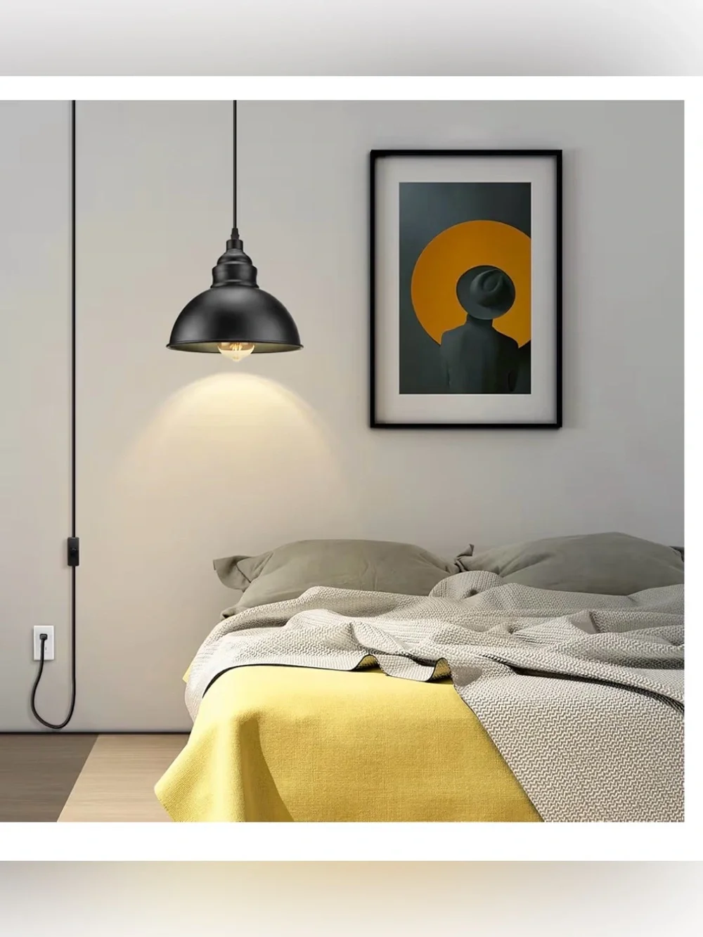 SoodMi Plug In Pendant Light, 15FT Hanging Lights With Plug In Cord,